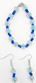 Aqua Blue Beaded Bracelet and Earring Set
