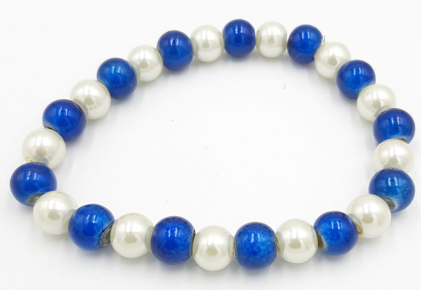 Blue and White Pearl Bracelet