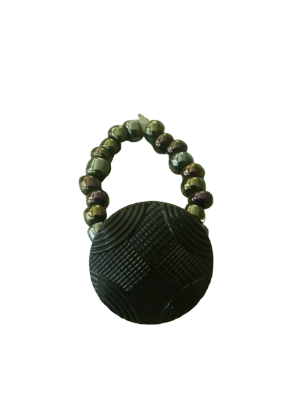 Brown Button Beaded Ring Handmade Upcycled  Statement Ring