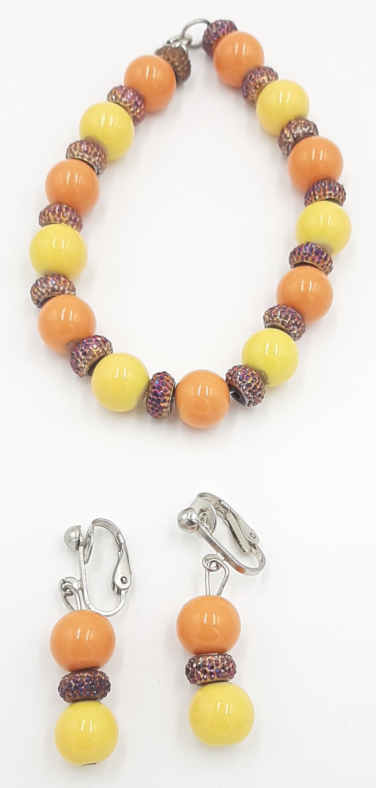 Autumn Colors Glass Bead Bracelet & Earring Set