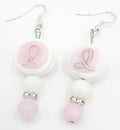 Pink and White Cancer Earrings
