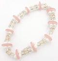 Pink Button Bracelet - Handmade Beaded Stretch Bracelet