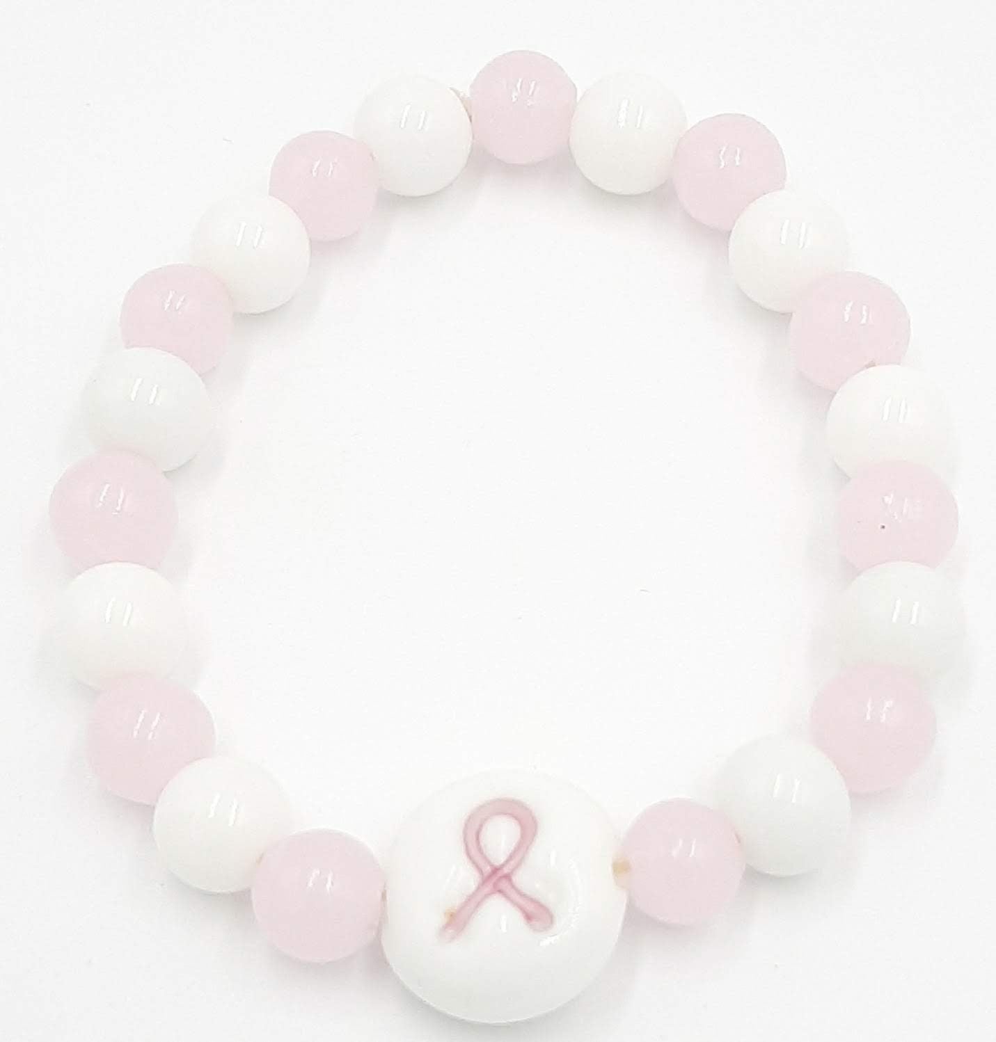 Pink and White Cancer Awareness  Bracelet