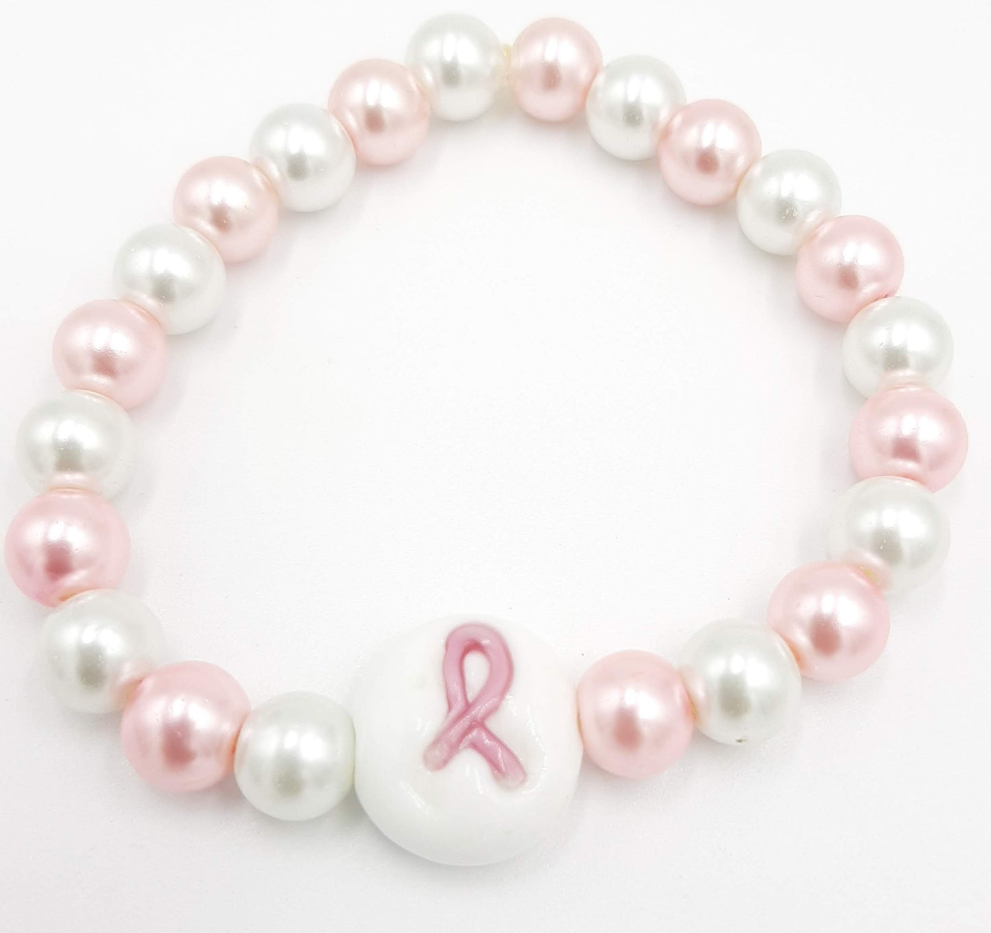 Pink & White Pearl Cancer Awareness Bracelet
