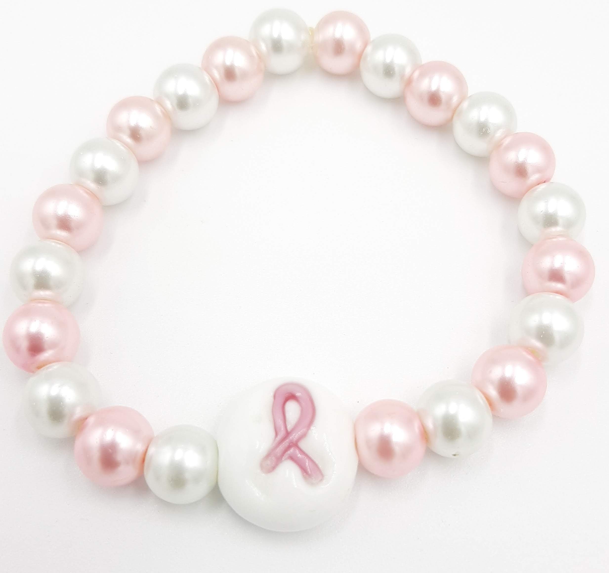 Pink & White Pearl Cancer Awareness Bracelet