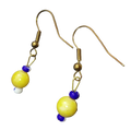 Yellow Blue and White Beaded Earrings