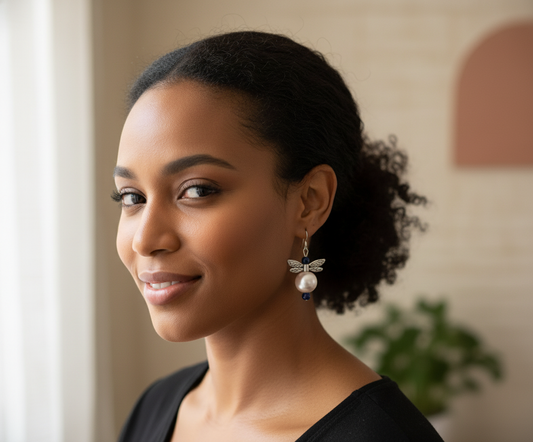 Dragonfly Pearl Earrings