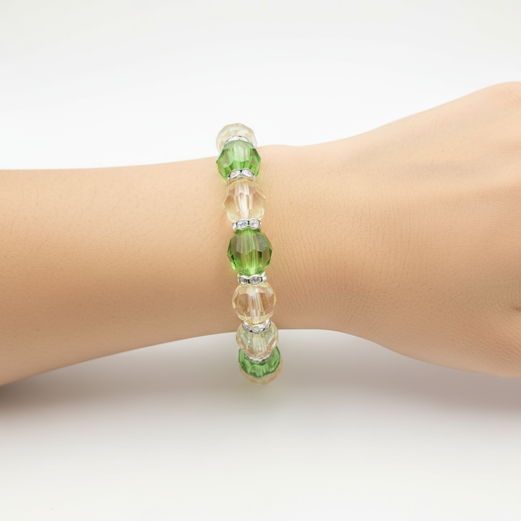 Green and Clear Bead Bracelet