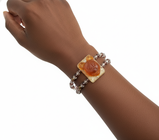 Model wearing mouse face bracelet