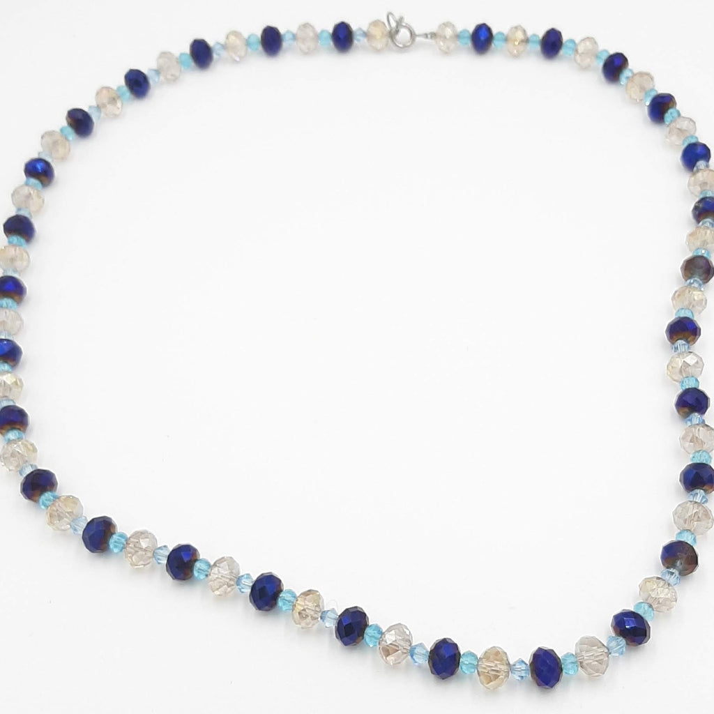 Blue Crystal Beaded Necklace - Elegant Glass Bead Jewelry