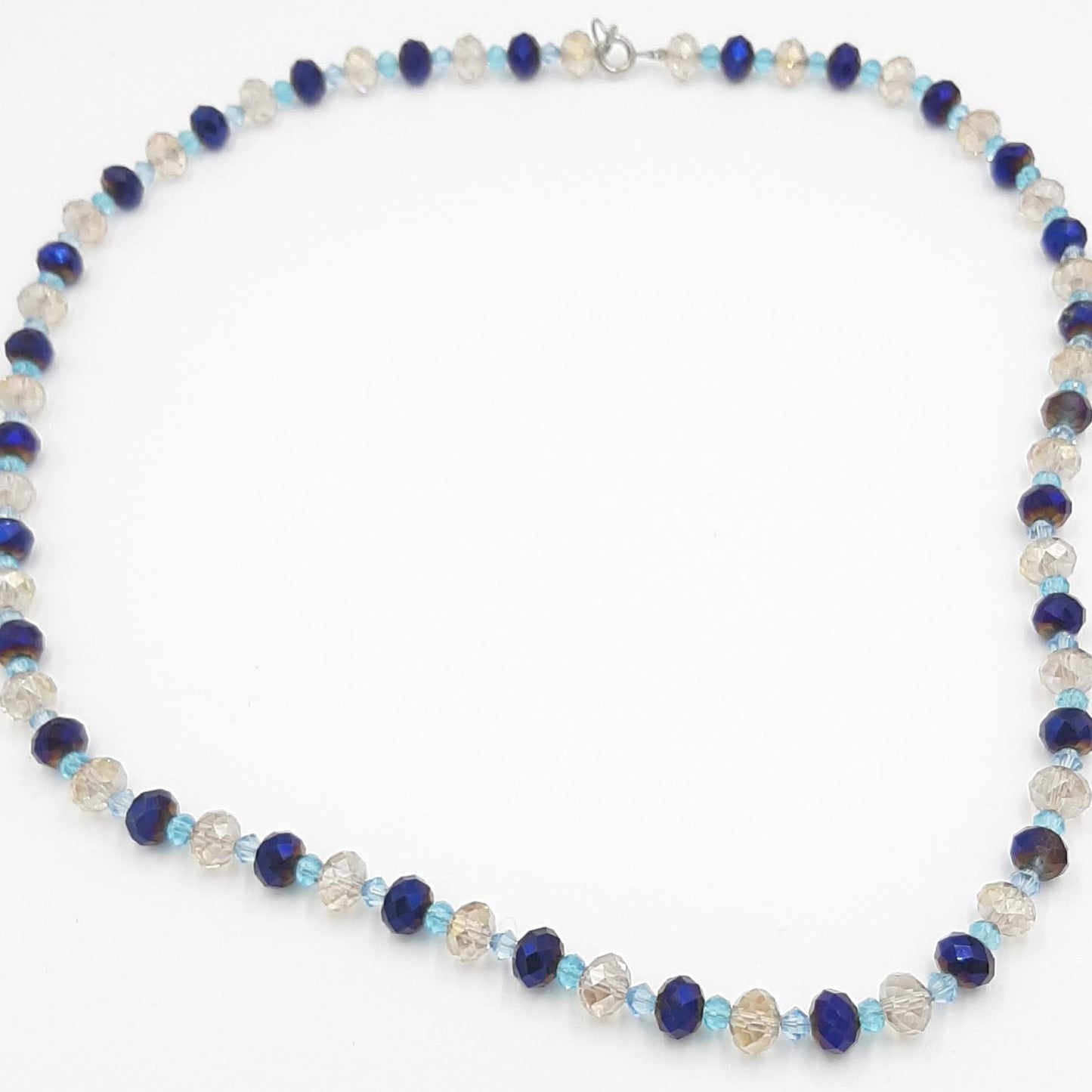 Blue Crystal Beaded Necklace - Elegant Glass Bead Jewelry