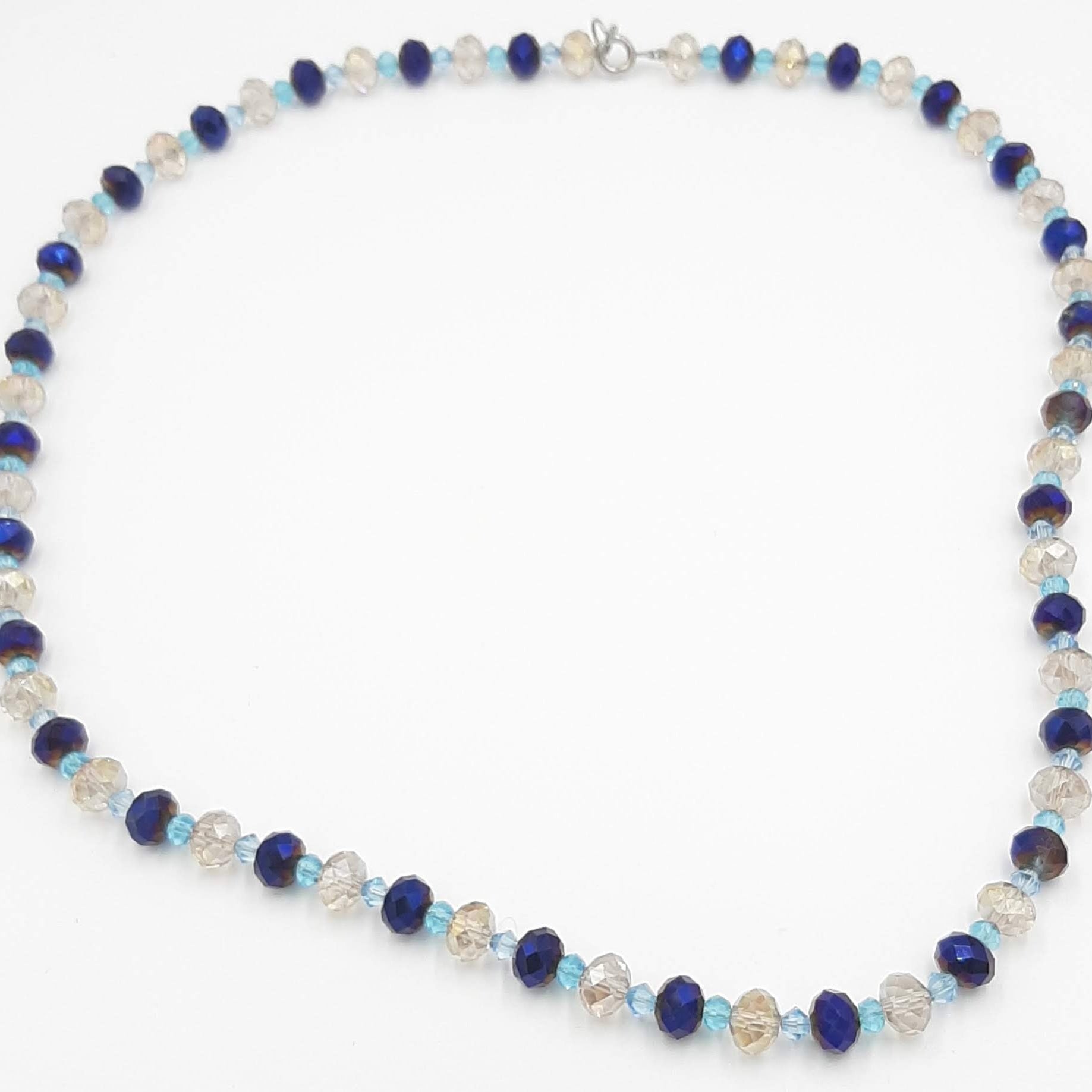 Blue Crystal Beaded Necklace - Elegant Glass Bead Jewelry