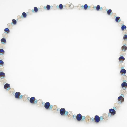 Blue Crystal Beaded Necklace - Elegant Glass Bead Jewelry