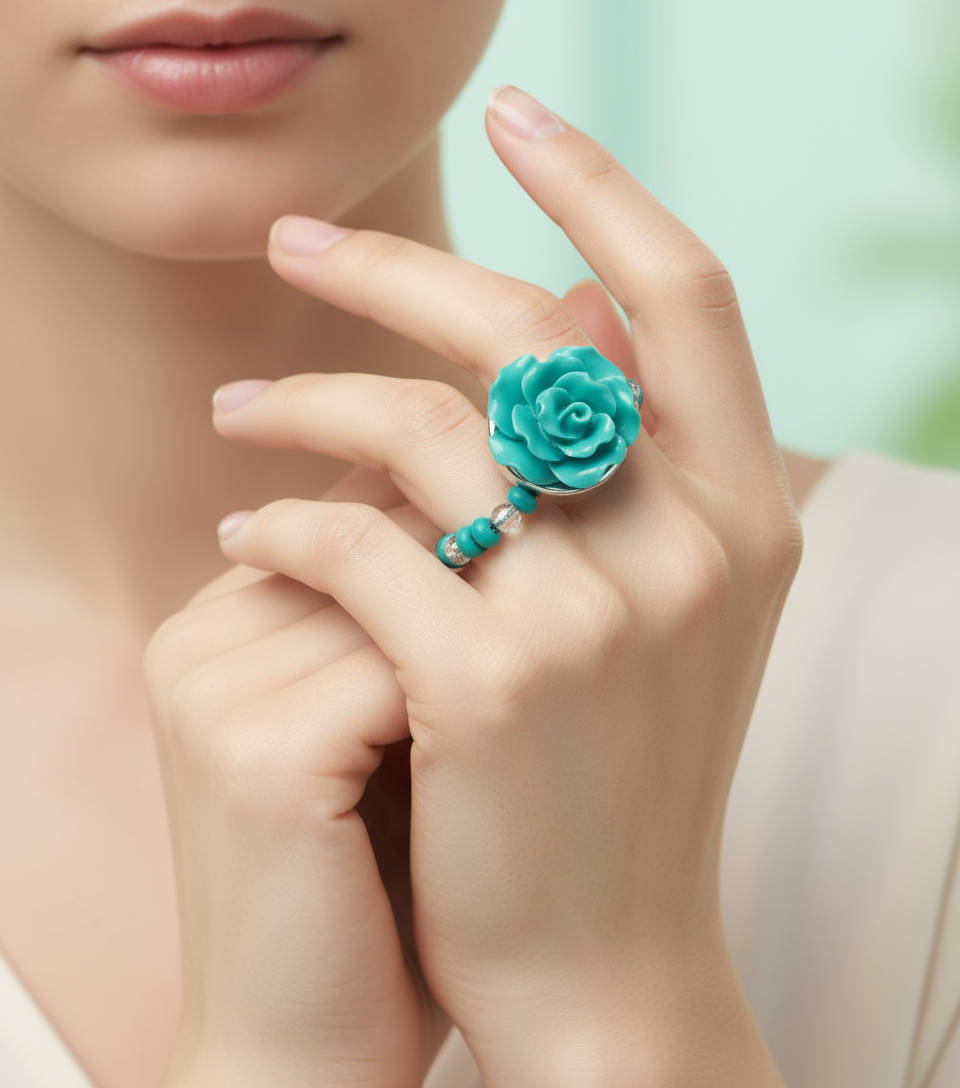 Aqua Green Flower Ring